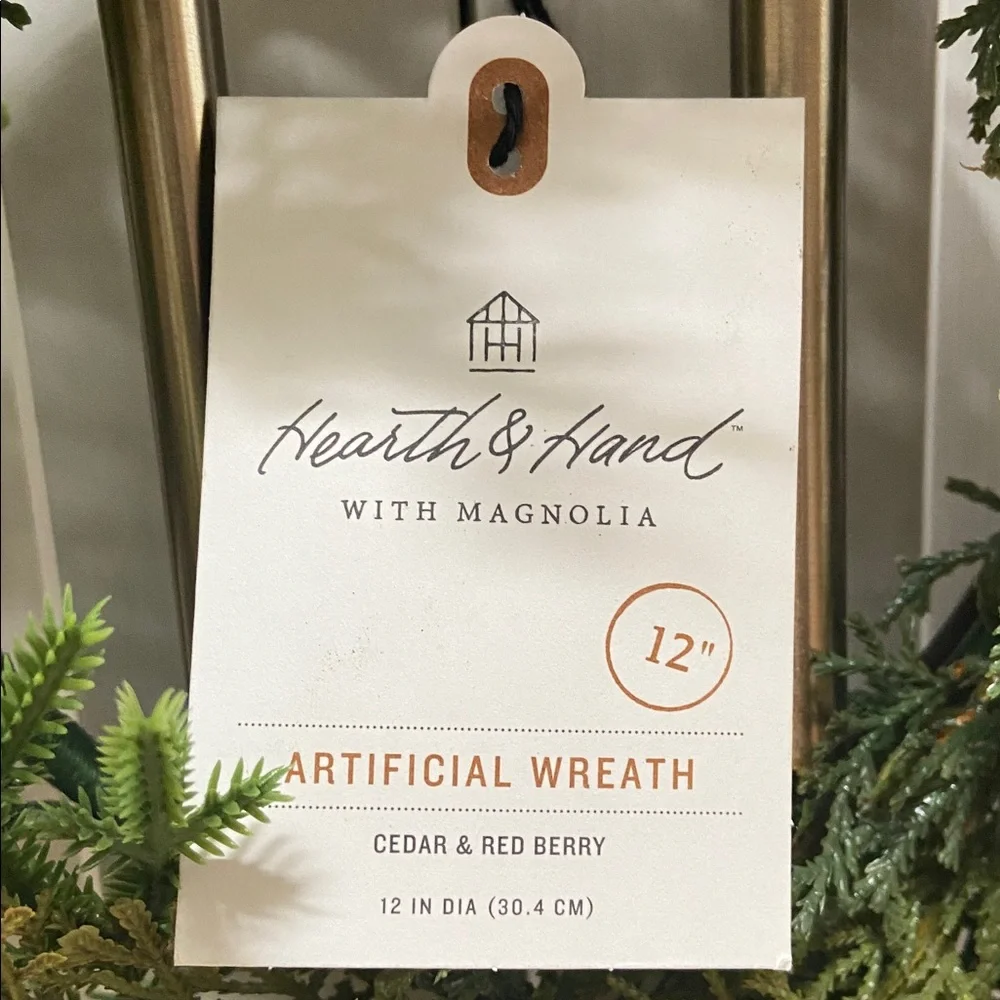 New Target Hearth & Hand with Magnolia Cedar & Red Berry 12” Mini Wreath